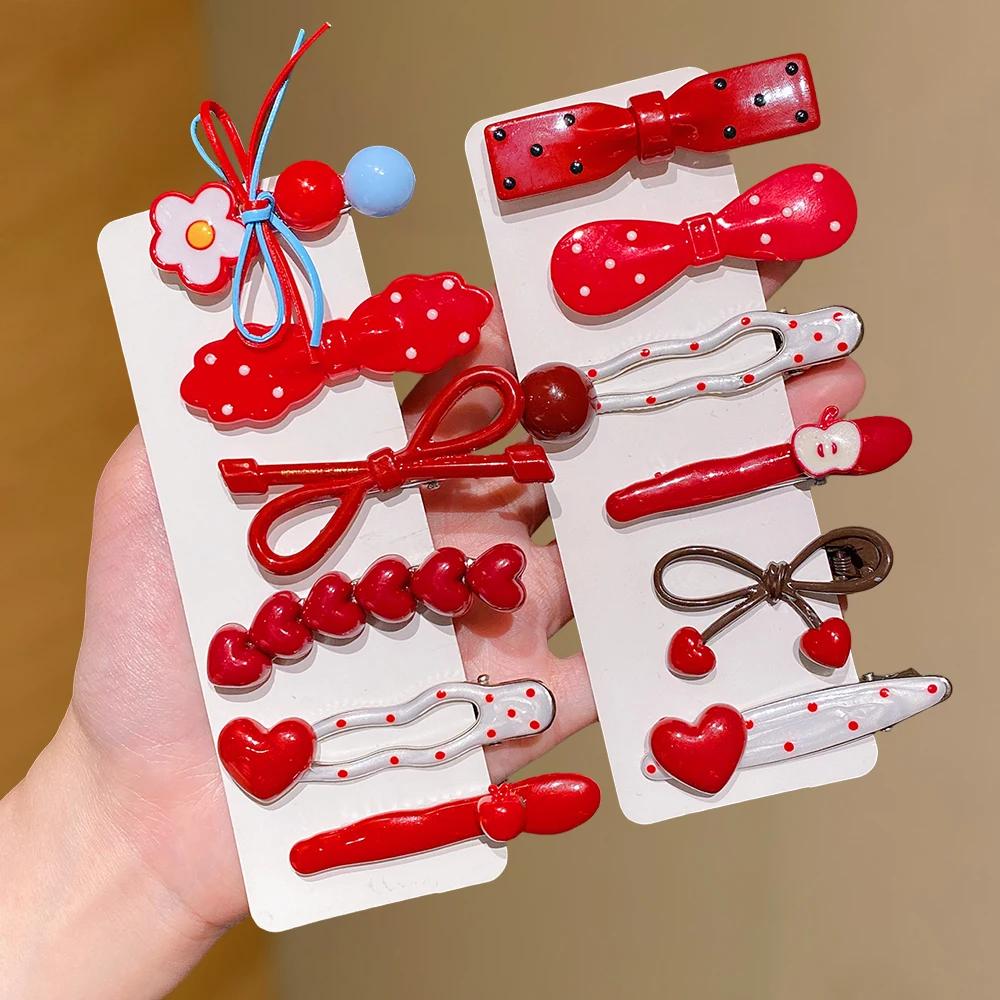 Lot de 6 pinces à cheveux multi-styles : cœur, pois, nœud, toutes occasions, toutes saisons, cadeau 