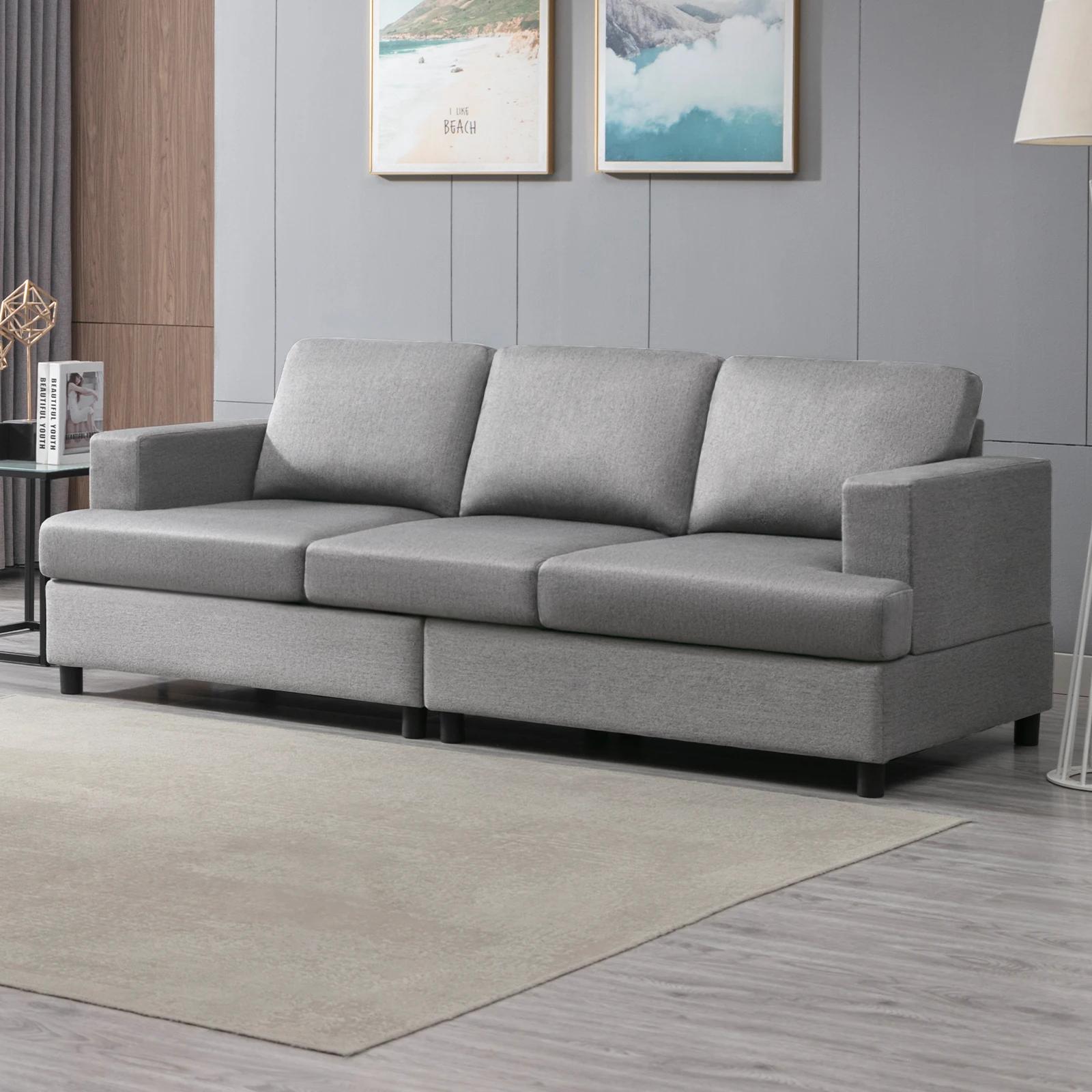 HORGgland-Canapé 3 places en tissu lin, confortable, moderne, pour salon