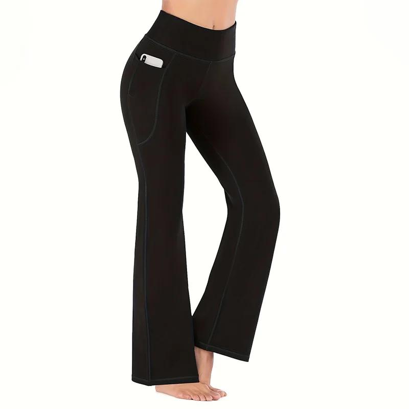 Pantalon de yoga Bootcut pour femme Pantalon de yoga taille haute avec poches pour femme Pantalon de