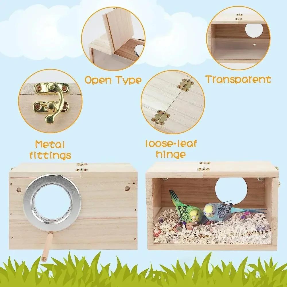 Nid de maison pour oiseaux, Design Transparent, pour perruches, calopsitte, facile à nettoyer, bords