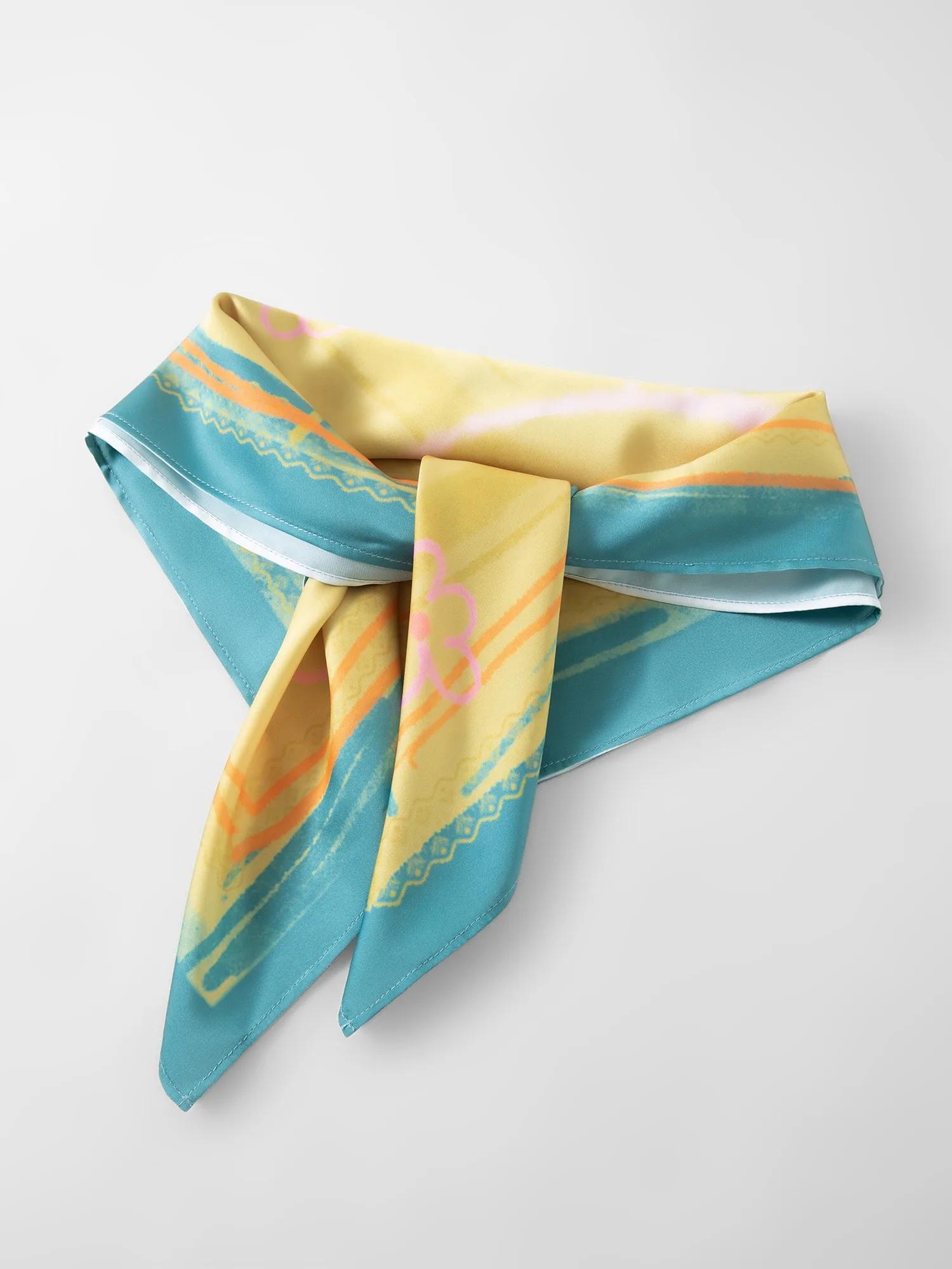 FSLE 2026 Écharpe Carrée d'Été pour Femme à Motif Cœur - Accessoire Cheveux Polyvalent et Foulard Lé