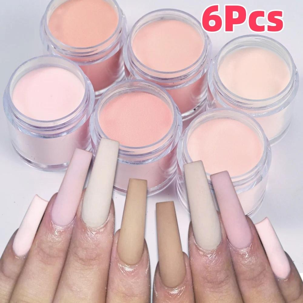 Filet de poudre acrylique pour Nail Art, 6 couleurs, chair/rose, 7g x 6 pots pour Extension d'ongles