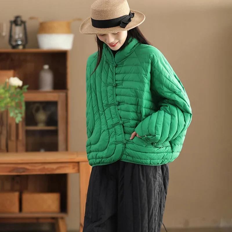 Veste en duvet de canard blanc ultraléger pour femme, manteau vintage, vêtements d'extérieur décontr