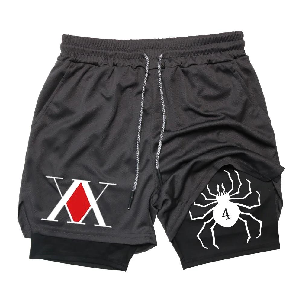 Short de sport Hunter x Hunter pour homme, pantalon de jogging bicouche, respirant, à séchage rapide