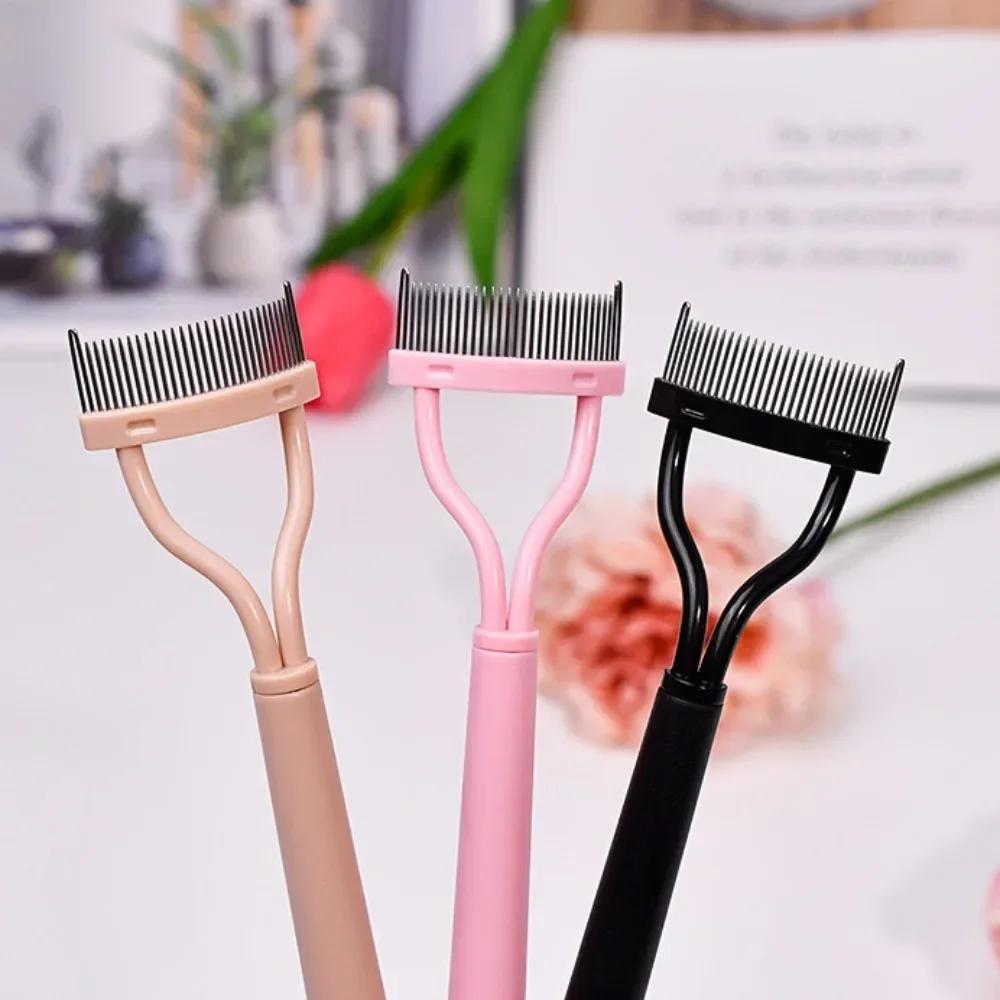 Séparateur de cils pliant 2 en 1, dents métalliques droites, recourbe-cils, brosse, peigne, Mascara,