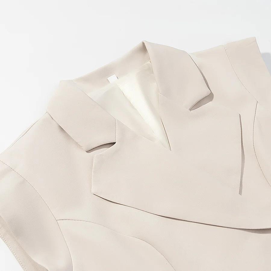 Ensemble tailleur chic 2 pièces pour femme : Gilet ajusté à col rabattu et pantalon long large à tai