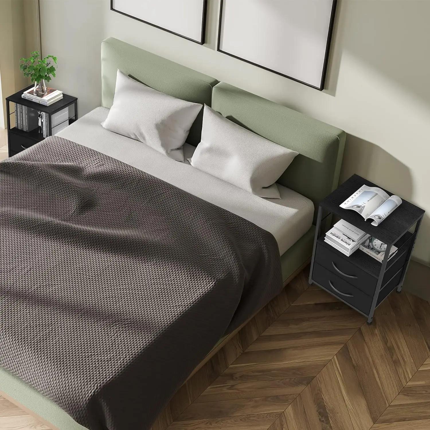 Table de oral et avec Étagère de Rangement pour Chambre à Coucher, Ensemble de 2 Tables de oral et