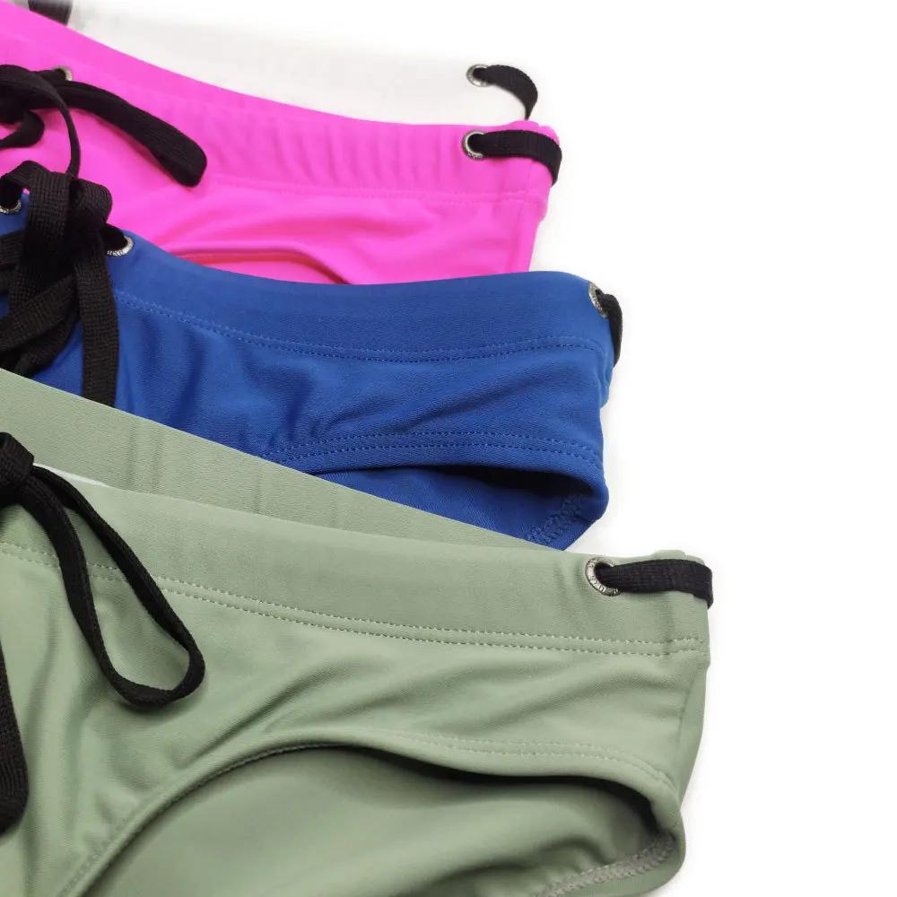 Slip de bain pour hommes, taille basse, couleur unie, maillot de bain de plage, culotte de bain, str