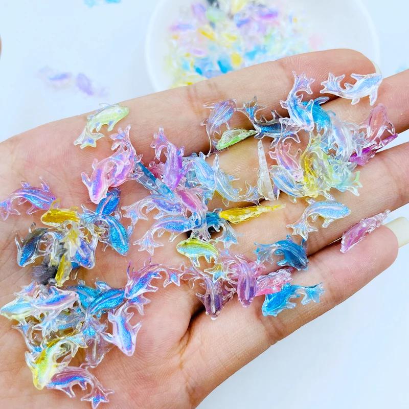 100 pièces nouveau mignon Mini Kawaii couleur petit poisson rouge résine Figurine artisanat Flatback