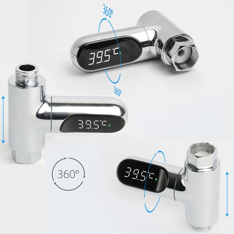 Thermomètre de douche d'eau domestique à affichage LED 5-85 ℃   Thermomètre à eau auto-alimenté à dé