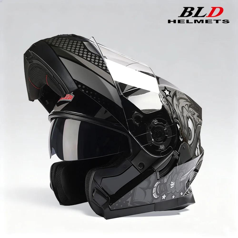 Casque de moto avec lentille solaire intérieure, casque de vélo, rabattable, modulaire, puzzles de m