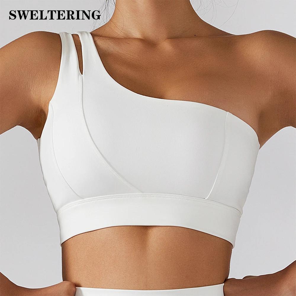 Soutien-gorge de sport sexy pour femme à une épaule, push-up, haute performance, pour la course et l
