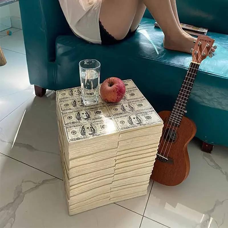 Table basse en dollars pour salon, canapé-lit, table d'appoint, tabouret mobile, petit repose-pieds 