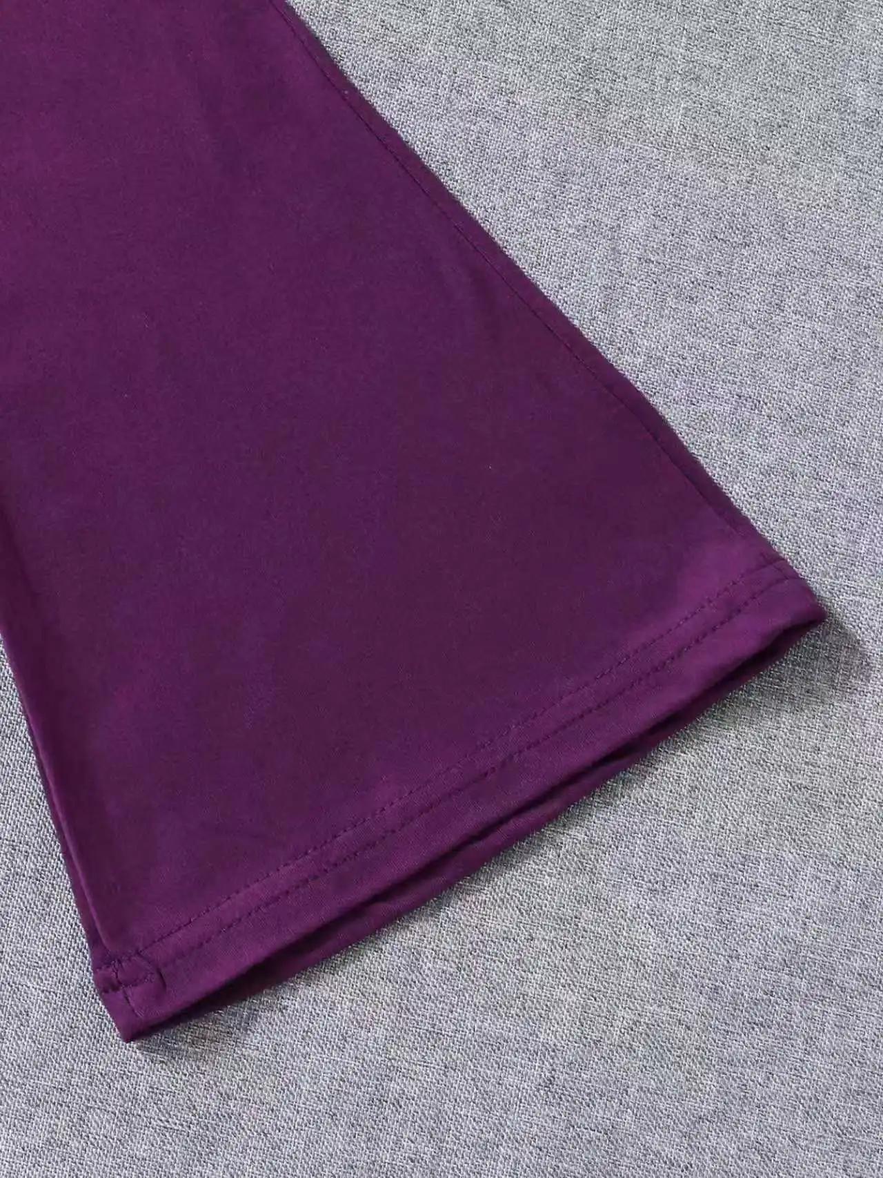 Tenue blanche et violette tendance pour filles de 4 à 12 ans : T-shirt à manches courtes et pantalon