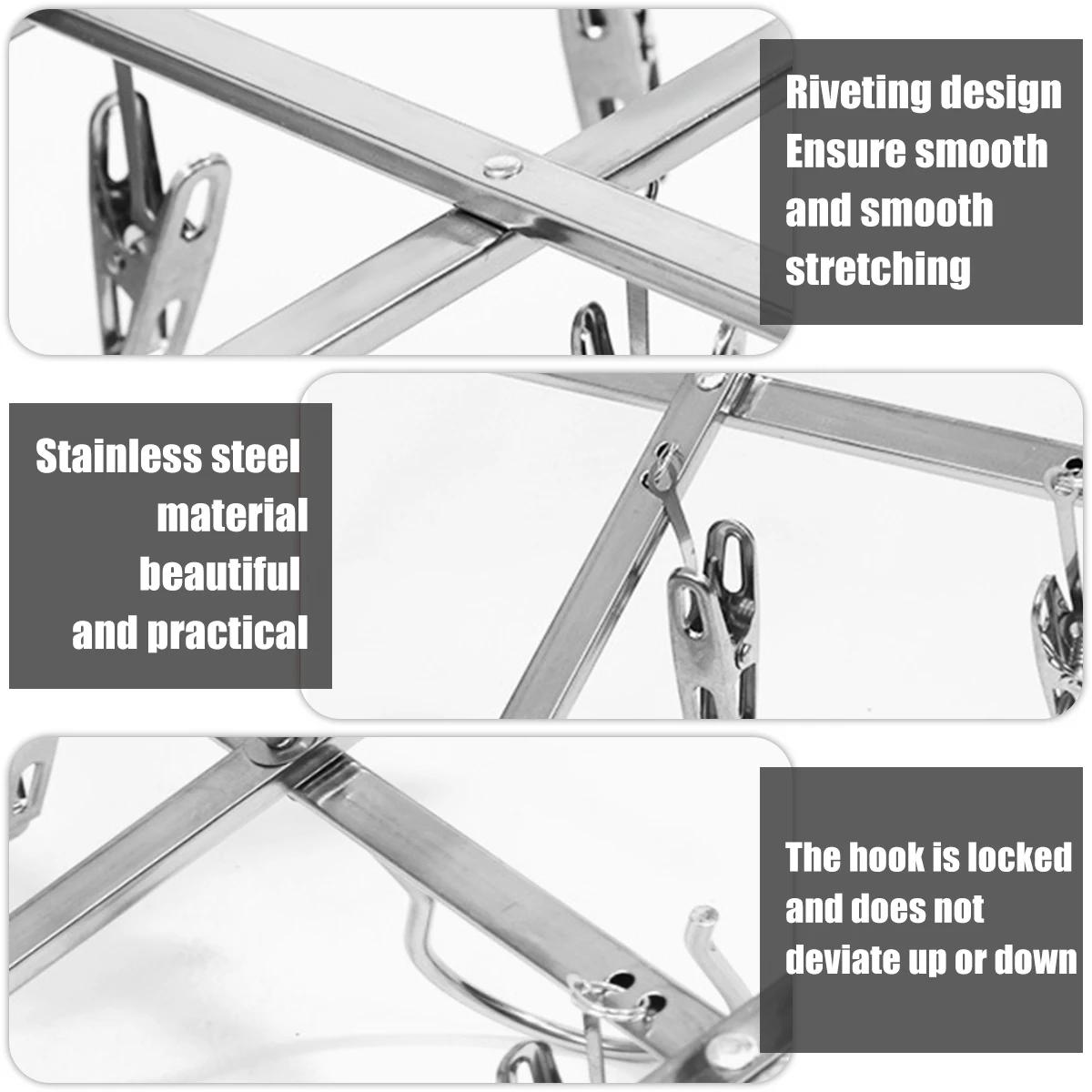 Support de séchage pliant avec 35/20 Clips, en acier inoxydable, coupe-vent, pour sous-vêtements, ch