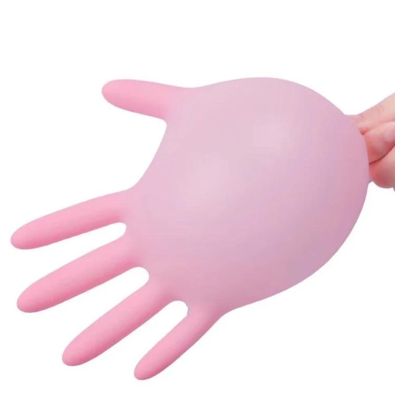 Gants jetables en Nitrile rose pour le nettoyage ménager, le travail de la cuisine, le jardinage, la