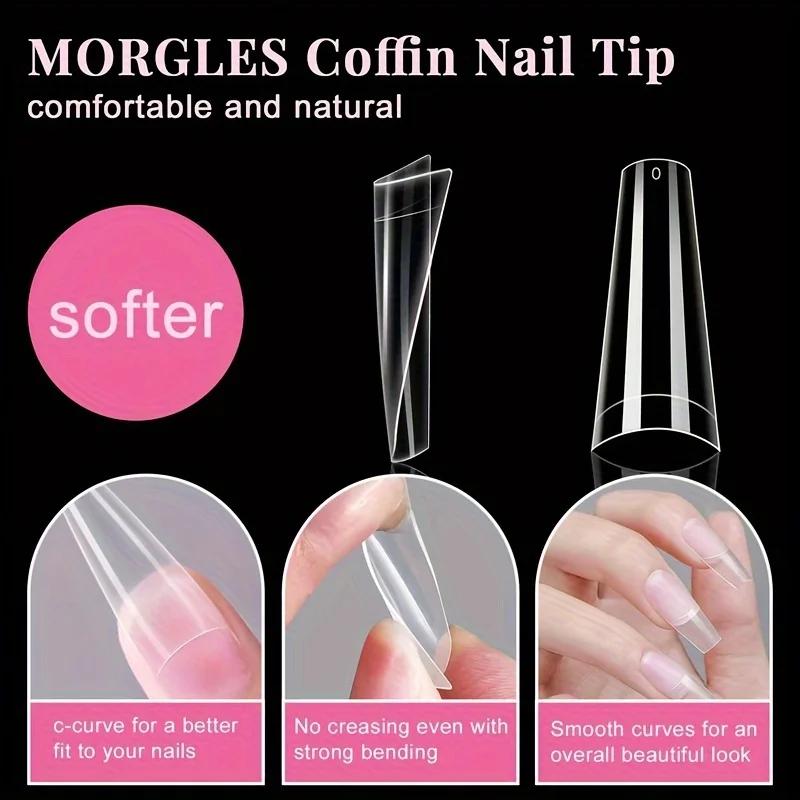 500 pièces cercueil français danseur ongles conseils acrylique ongles artificiels demi faux flocons 