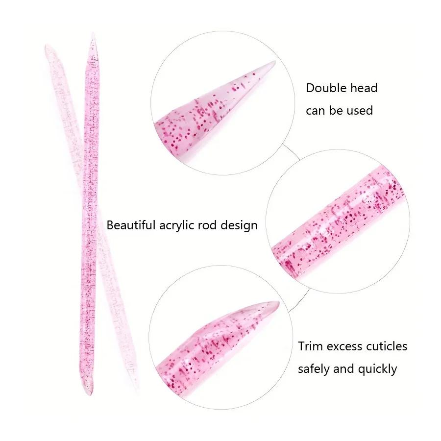 10/50/100 pièces bâton de cristal réutilisable Double extrémité Nail Art poussoir à cuticules outil 