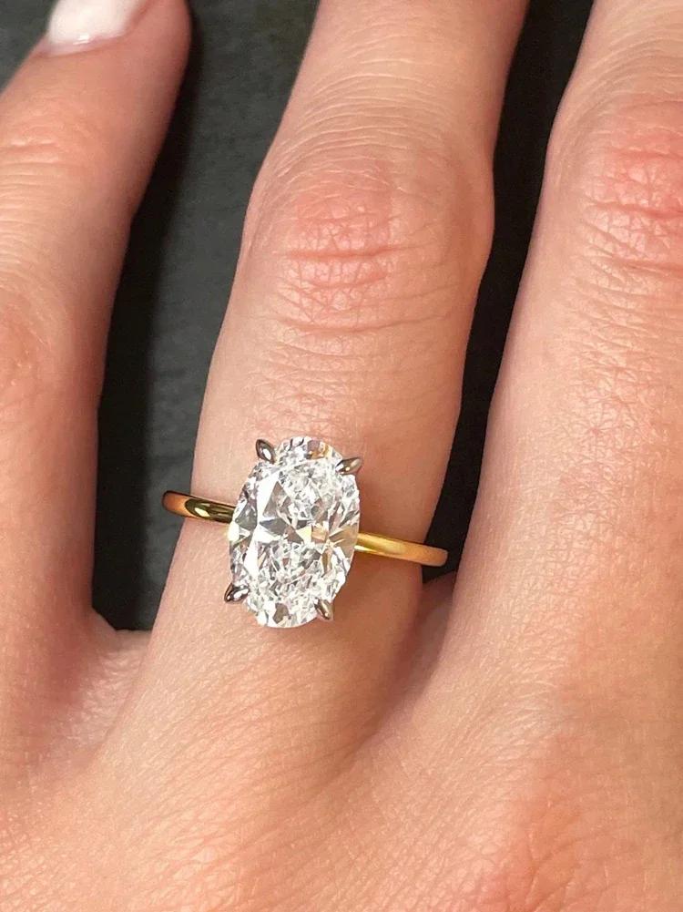 ROUSLY – bague ovale en argent Sterling 925 brillant pour femmes, pierre ovale en Zircon de 1 à 8CT,