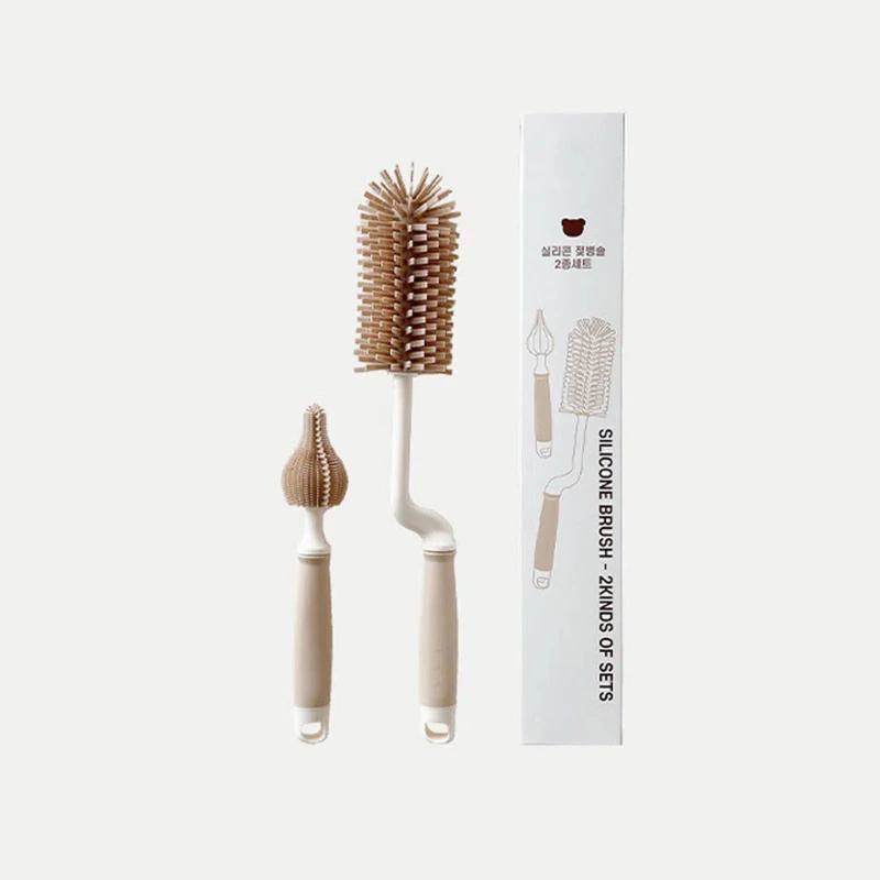 Coréen Ins nouveau-né bouteille mamelon brosse bébé spécial à Long manche brosse de nettoyage Silico