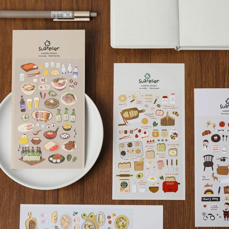 Autocollants esthétiques Suatelier Foods pour scrapbooking, journaux créatifs, décorations coréennes