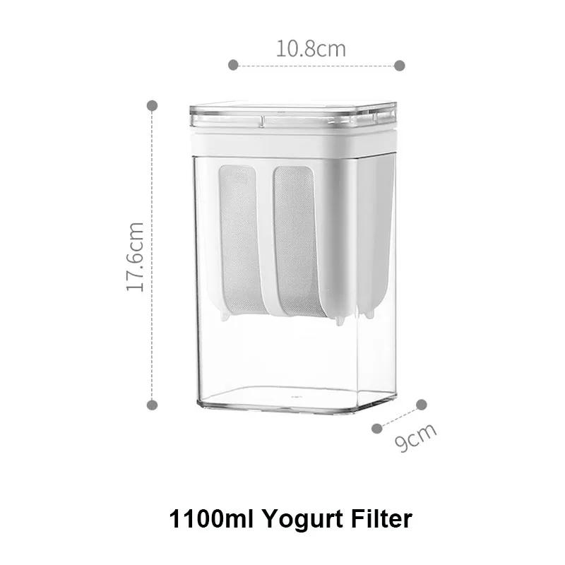 Filtre et passoire à yaourt de 1100ml, boîte transparente à mailles fines, tamis fait maison, sépara