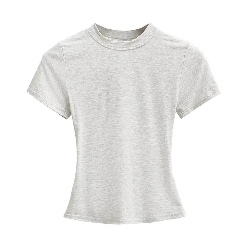 T-shirt Manches Courtes pour Femme, Décontracté, Sexy, Slim, Tendance, Solide, de Haute Qualité, Y2K