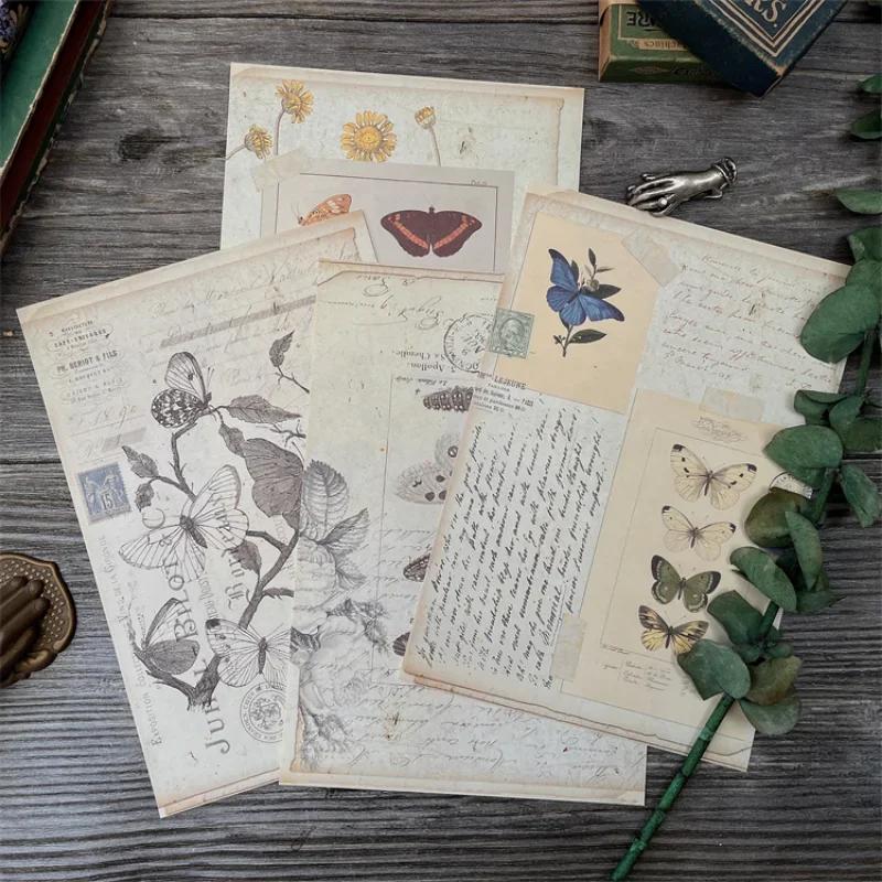 QuerHoltz-Papier artisanal de style vintage, fleur, lettre, papillon, journal indésirable, album éph
