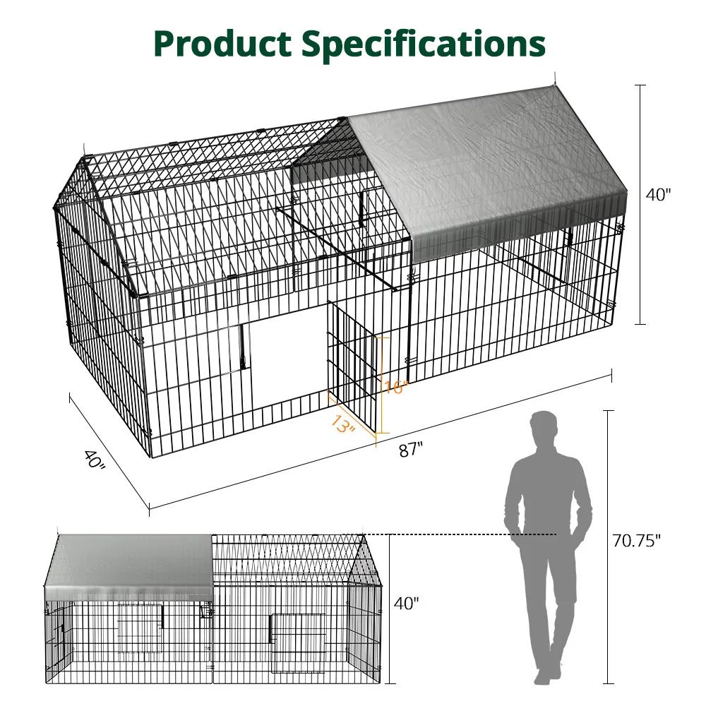 Enclos de parc pour animaux de compagnie avec housse de protection et sol, manteau de course jetable