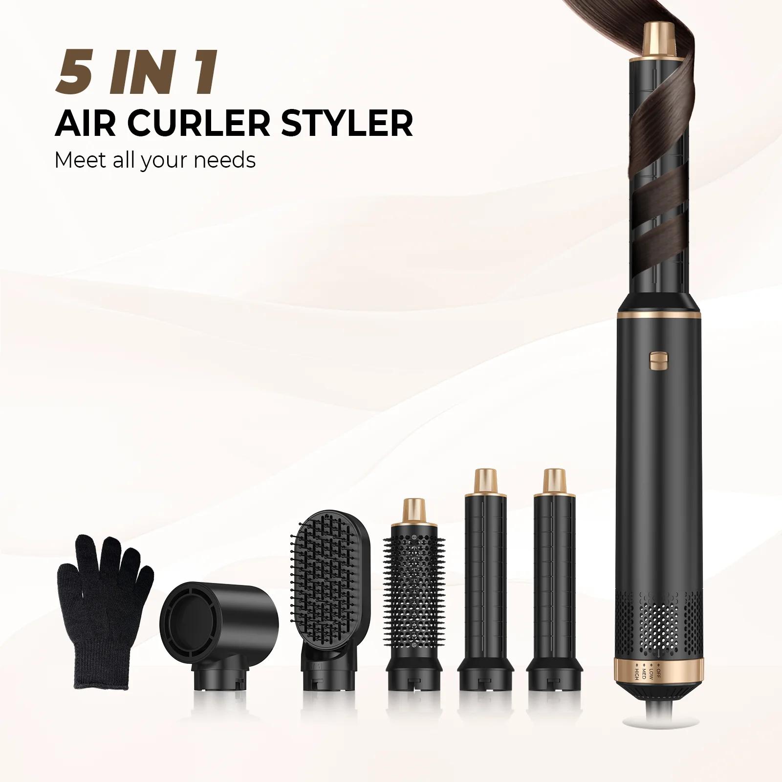 Sèche-cheveux 5 en 1, peigne électrique, lisseur à ions négatifs, fer à friser, brosse chauffante mu