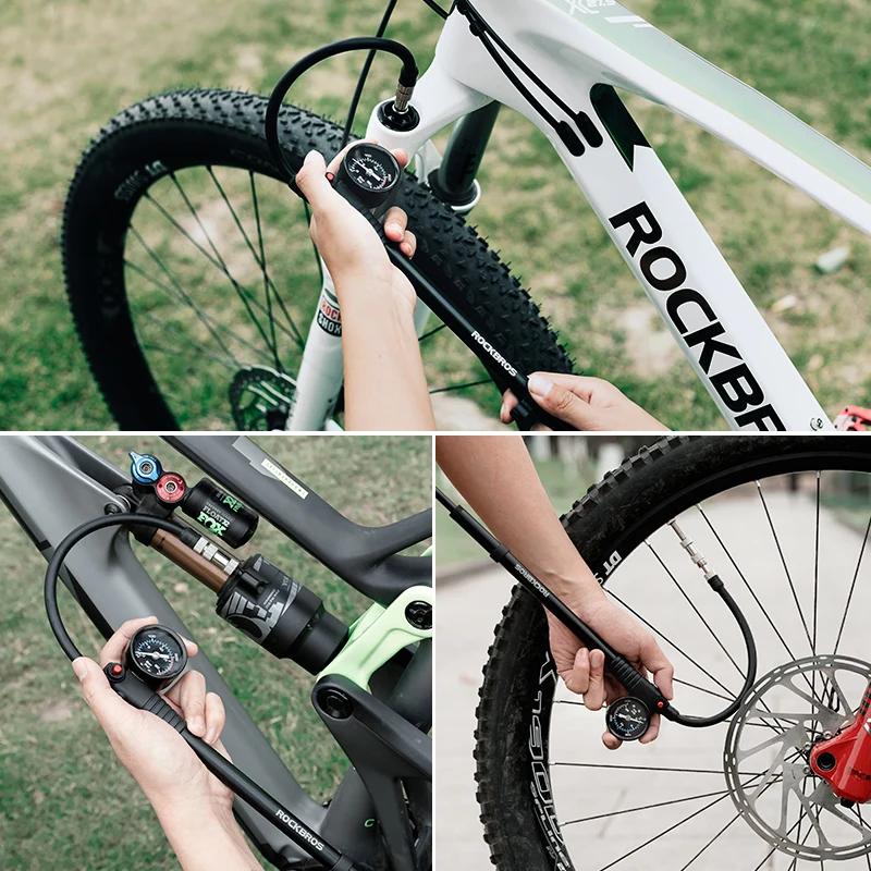 Pompe à air pour vélo ROCKBROS, pompe à fourche haute pression portable, jauge de pression pour four