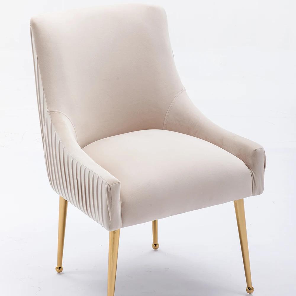 SEYNAR-Ensemble de 4 chaises de salle à manger ou de vanité en velours plissé, avec poignée arrière