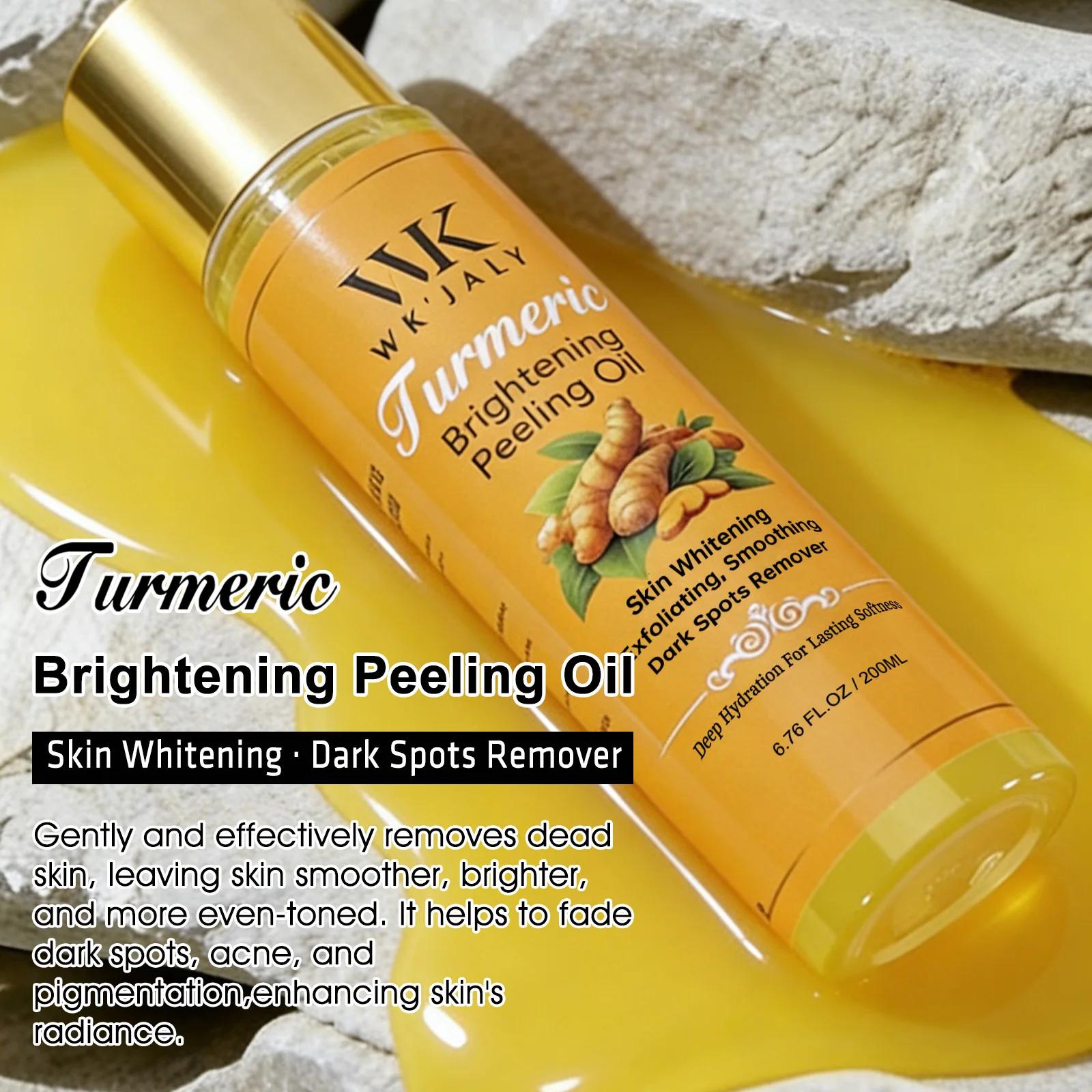 WK JALY Huile exfoliante jaune pour tous les tons de peau, au curcuma naturel, éclaircissante, améli