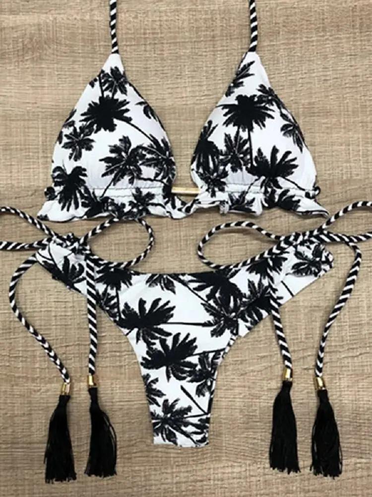 RUOTONGSEPT Sexy imprimé Bikinis ensemble femmes maillot de bain bandeau deux pièces maillots de bai