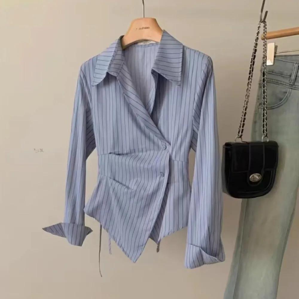 Printemps automne décontracté chemise rayée femmes chemises mode femme à manches longues mince Blous