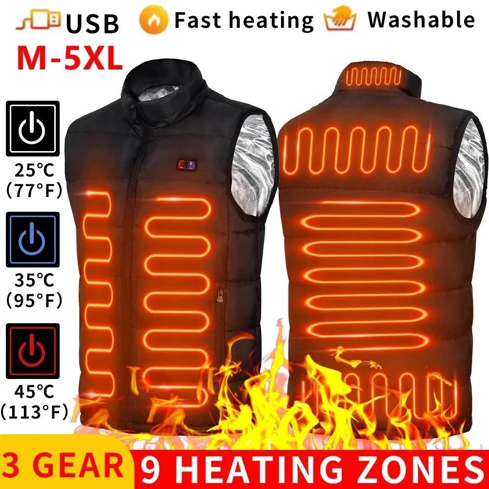 9 Zones de gilet chauffant vestes chauffantes électriques hommes femmes vêtements de sport manteau c