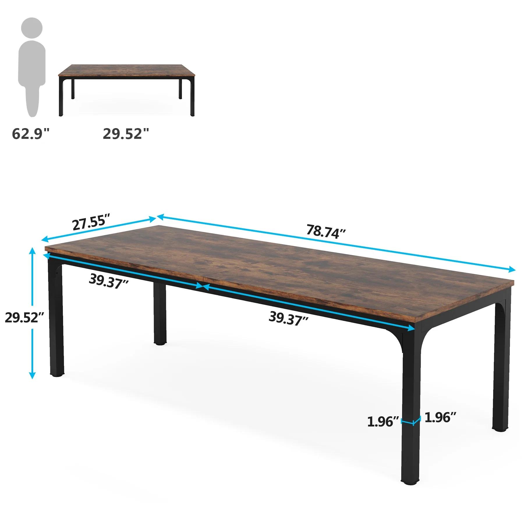 Tribesigns Bureau d'ordinateur extra long de 78,7 pouces Bureau pour 2 personnes, bureau double long