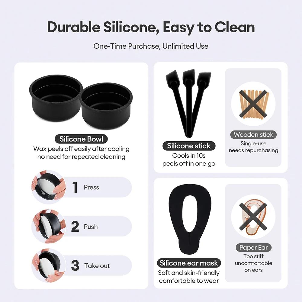 Mini Machine chauffante à cire 40g, bol en Silicone, chauffe-cire, nez, oreilles, épilation, Kit d'é