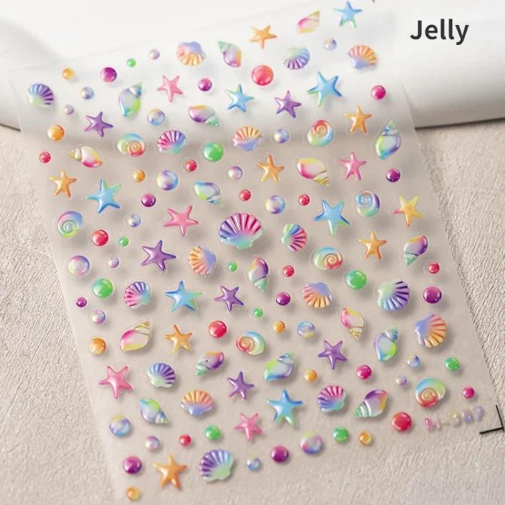 Autocollants de manucure auto-adhésifs 5D, bulles de méduse Bagful colorées, anneaux de natation, ét