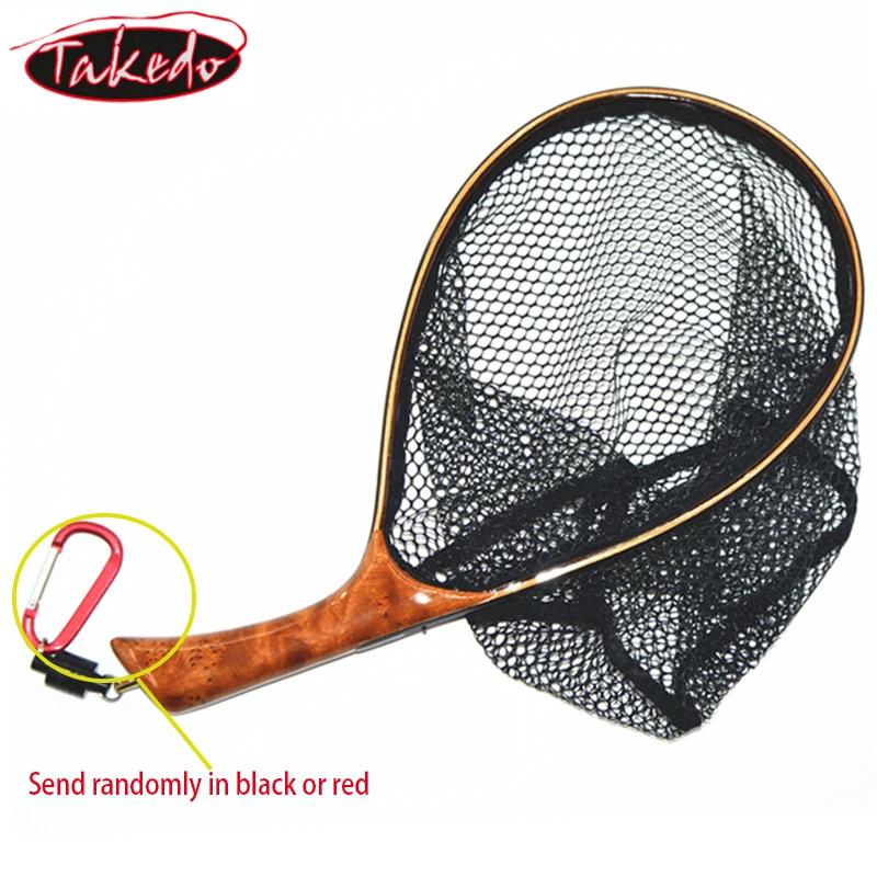 TAKEDO-Épuisette de pêche à la mouche, filet à truite en maille de caoutchouc souple, Cinnamomum Cam
