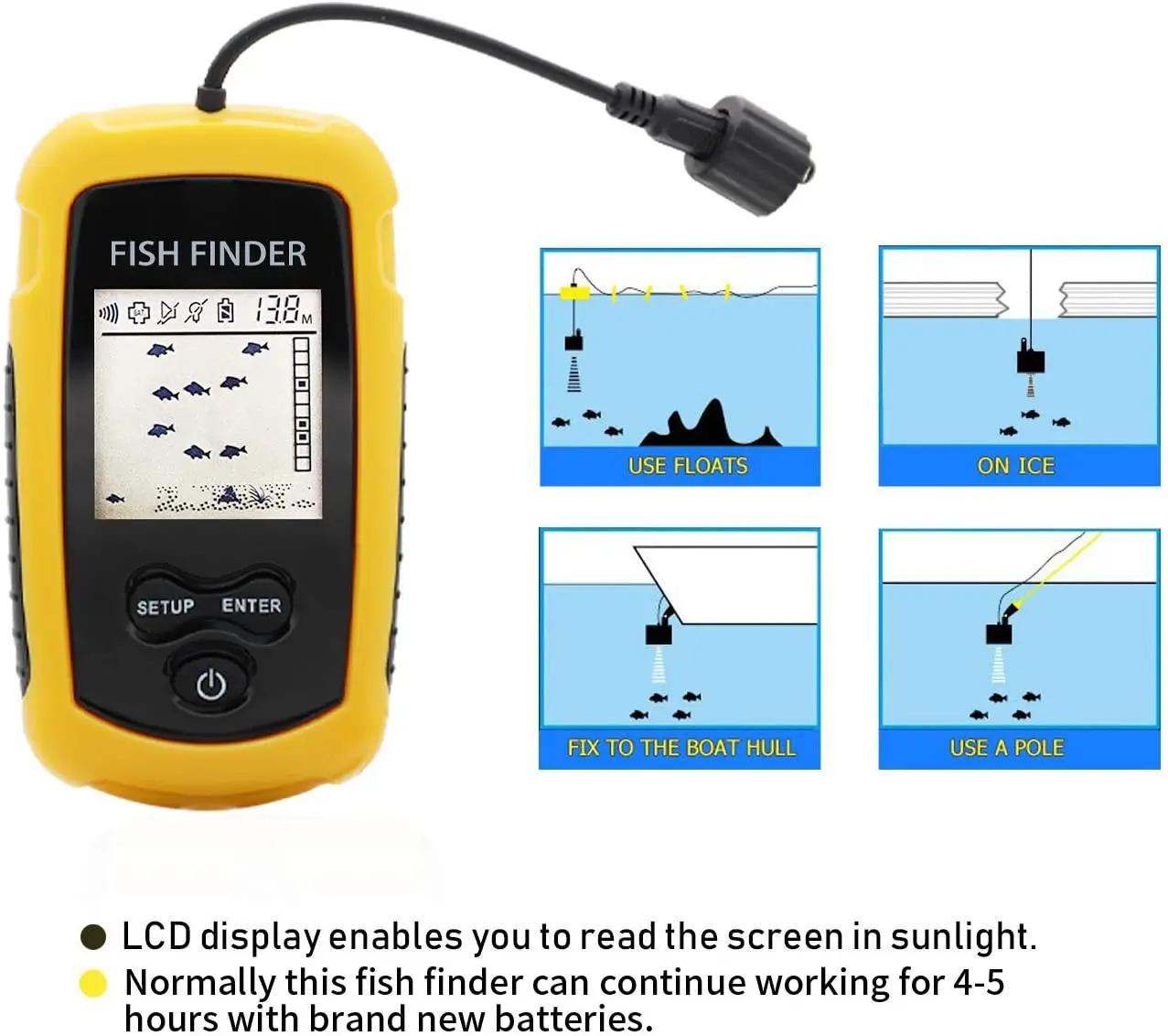 Alarme 100M Sonar Portable détecteur de poisson 45 degrés couverture du Sonar écho sondeur alarme tr