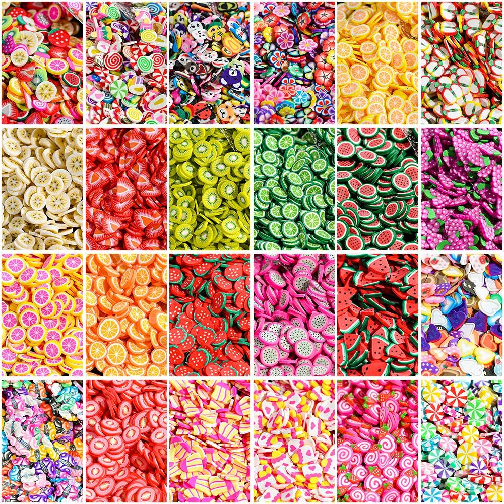 1000 pièces mélangées 3D tranches de fruits breloques pour ongles en argile polymère bricolage modèl