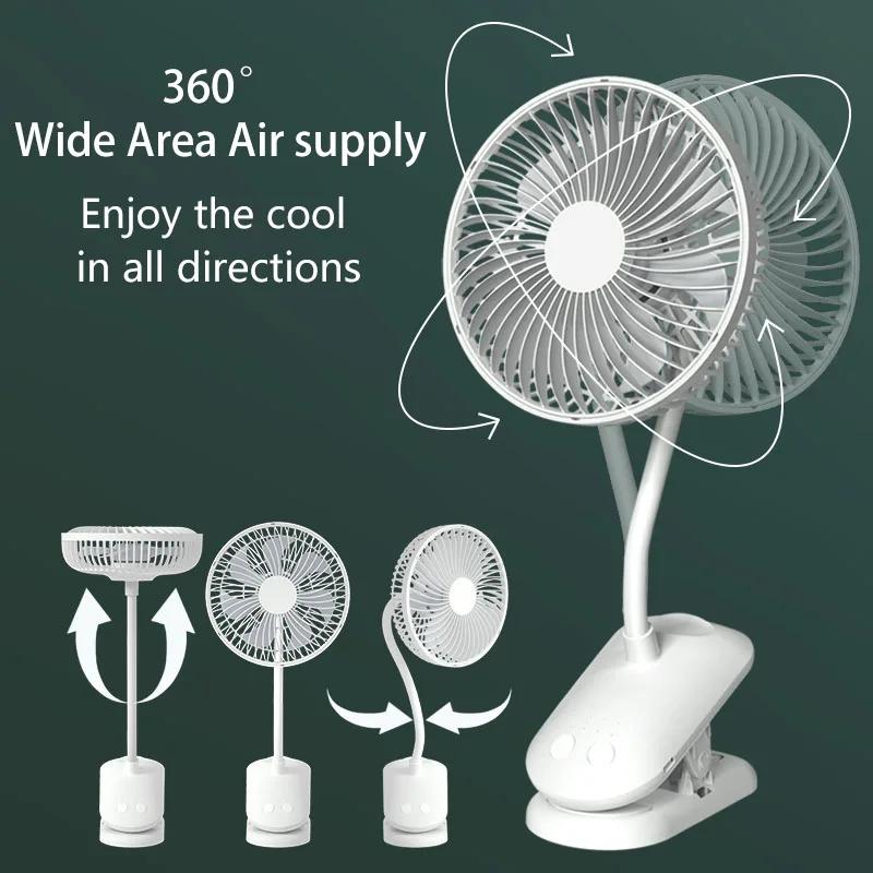KASYDoFF-Ventilateur de table rotatif à 720 °, portable, avec 4 engrenages, silencieux, pour pousset