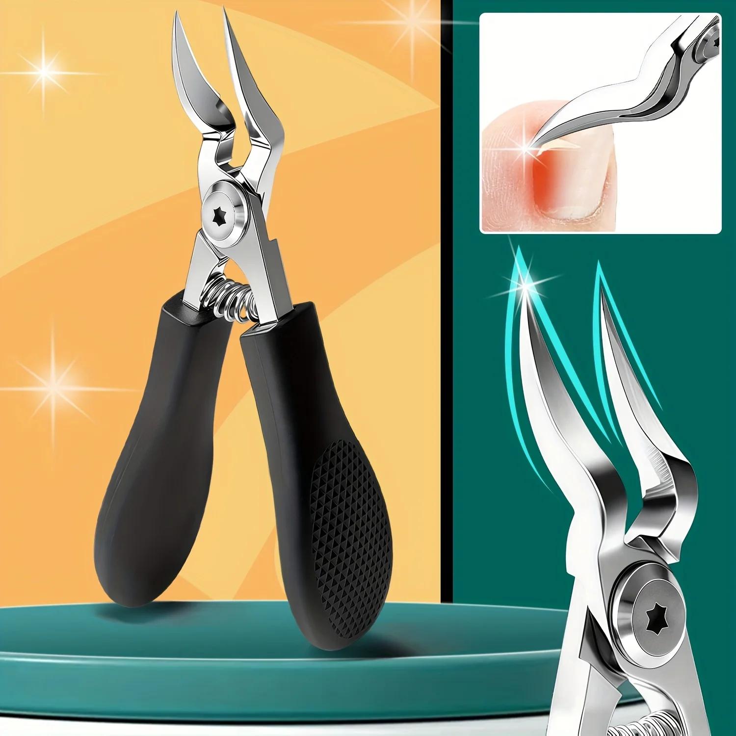 Coupe-ongles professionnel en acier robuste avec lame dentelée – Pour ongles épais et incarnés, tond
