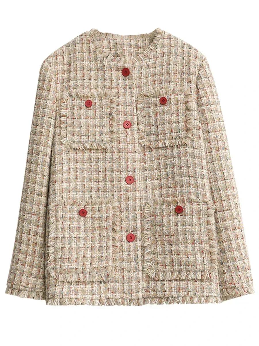 CHIC VEN-Manteau à simple boutonnage pour femme, veste rétro adt, design à bord effiloché, haut fémi