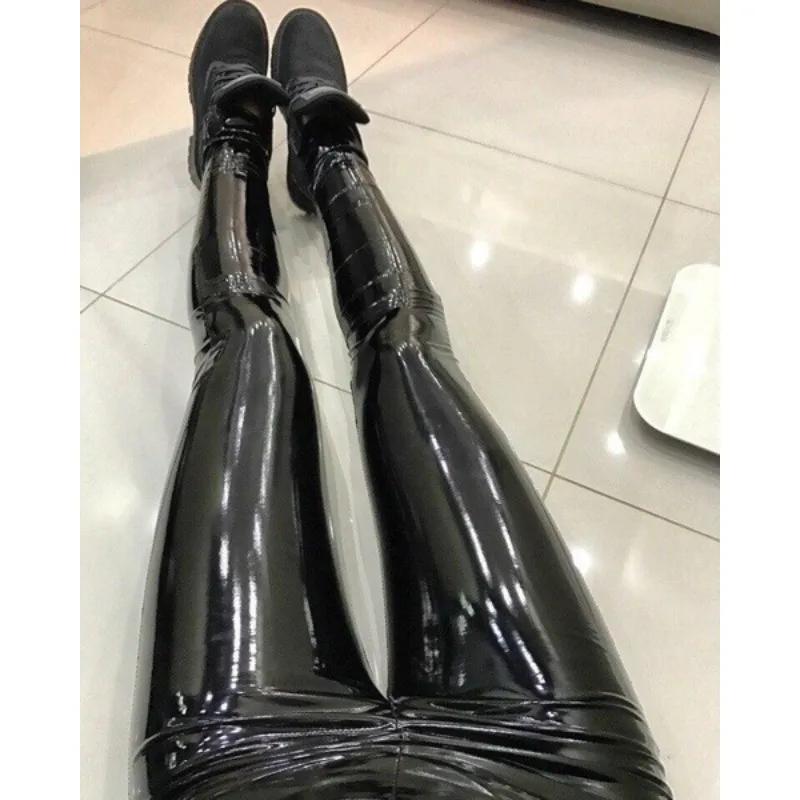 Nouveau pantalon Pu lumineux femmes noir pantalon en cuir mince Sexy hanche levage Yoga Fitness Legg