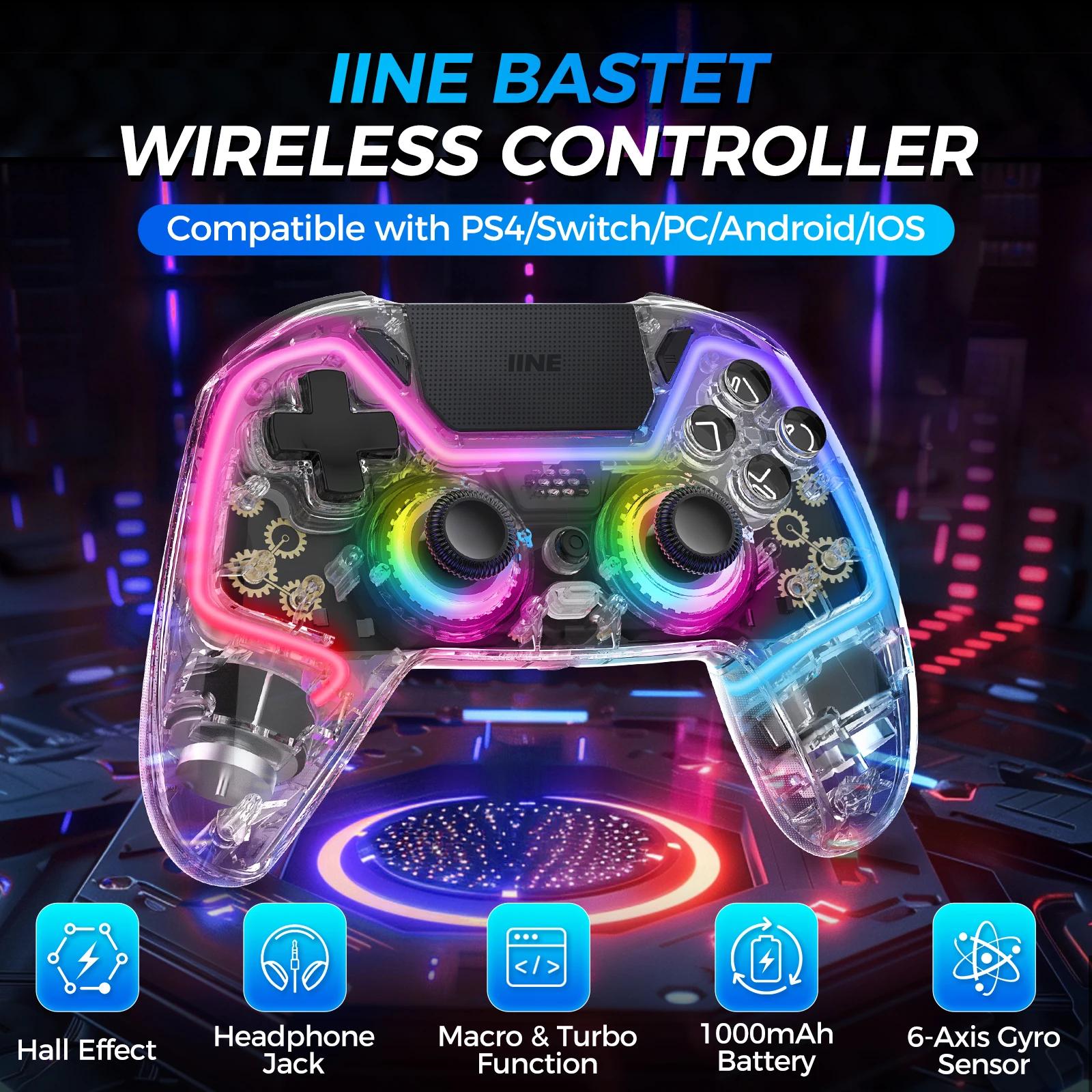 Contrôleur sans fil IINE Bastet Compatible avec PS4/Switch/PC/Android/IOS, Joystick et déclencheur à
