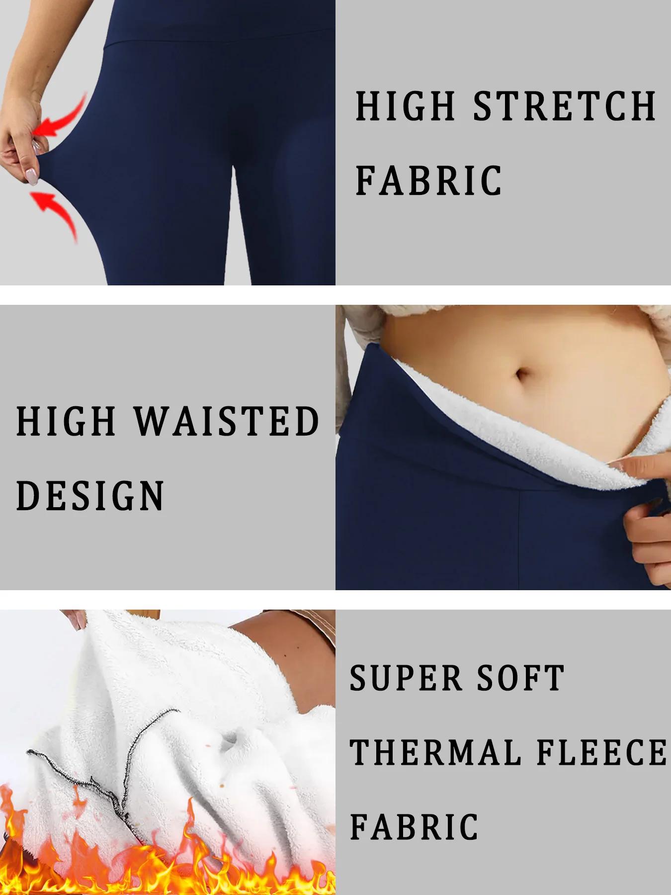 Leggings taille haute doublés de polaire pour femmes, épais, doux, contrôle du ventre, entraînement,