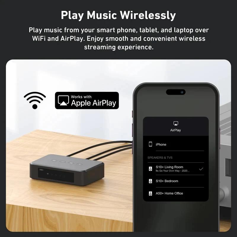 Récepteur audio Arylic S10 + WiFi Bluetooth 5.0, module de circuit récepteur de musique stéréo domes
