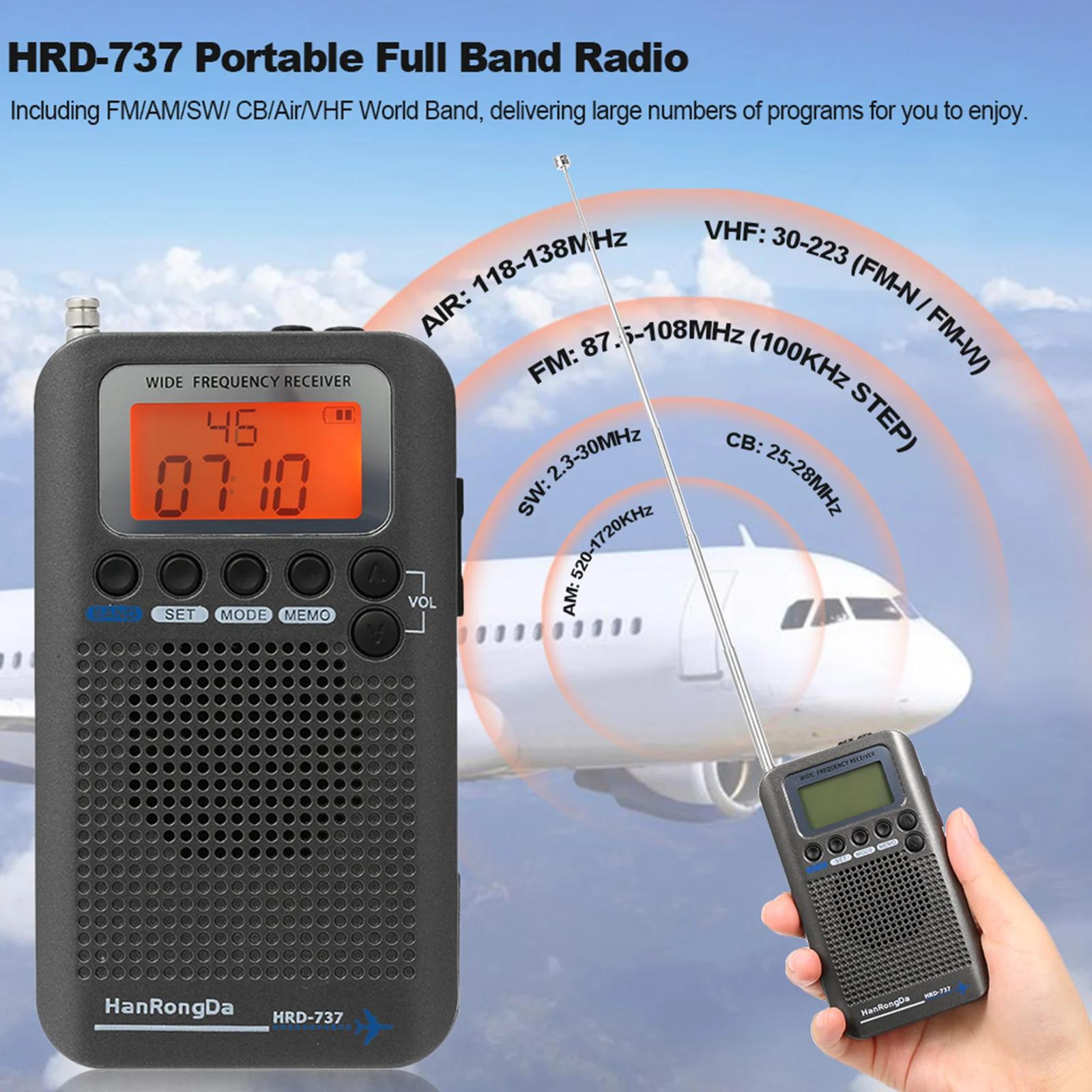 HRD-737 Portable Book ine Bande Radio Avion Bande Récepteur FM/AM/SW/ CB/Air/VHF Bande Mondiale avec